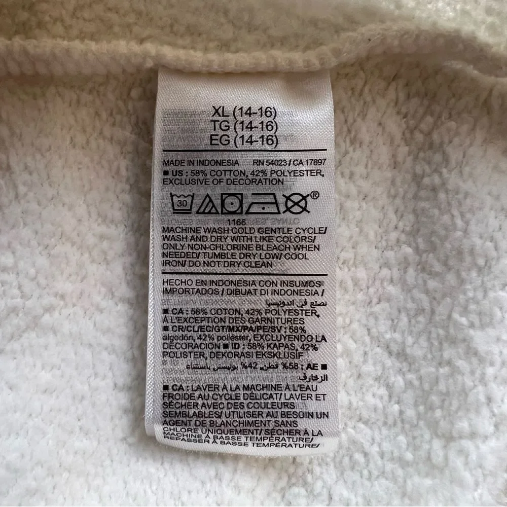 Old Navy Youths Hoodie Dress‎ Girls Can Change The World Cream Fleece XL